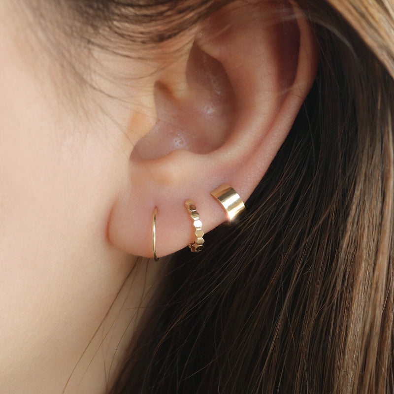 tiny wide huggie hoop earring for upper lobe piercings