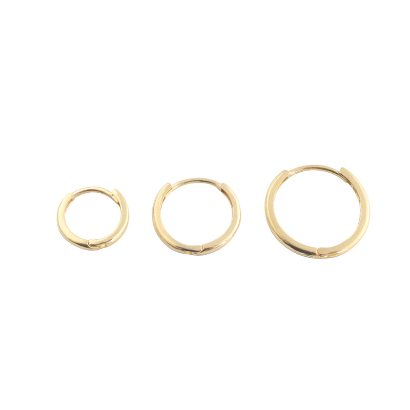 14k gold slim hoop earrings for triple lobe piercings