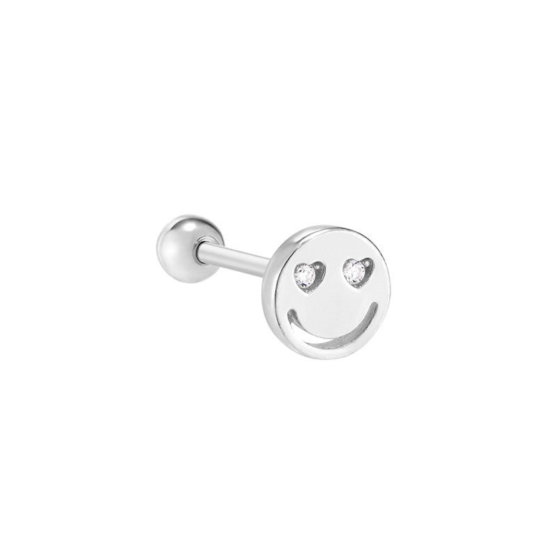 Smile Face Stud Piercing- Sterling Silver