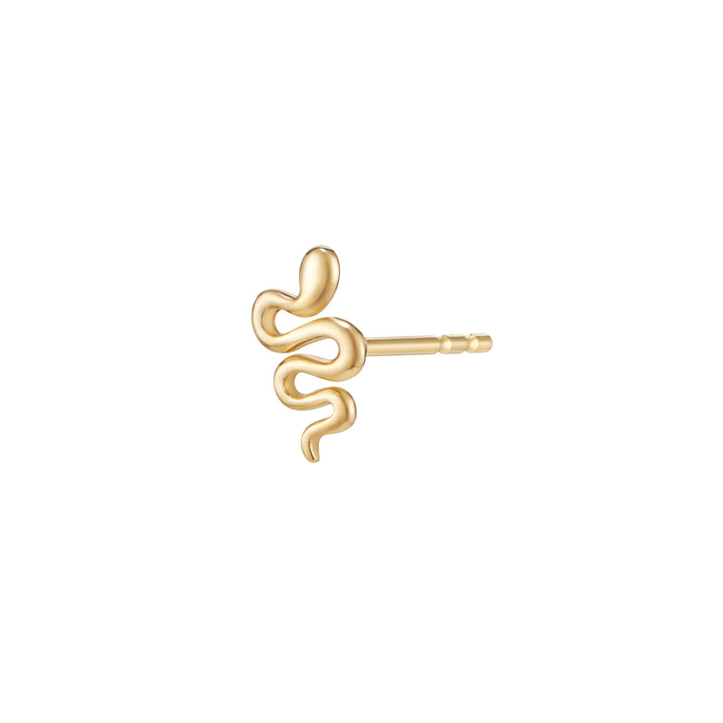 Snake Stud Earring- 14K Gold