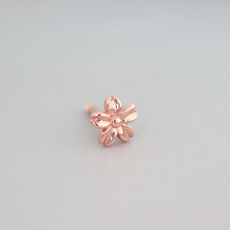 Solid Daisy Flower Flat Back Earring- 14K Gold