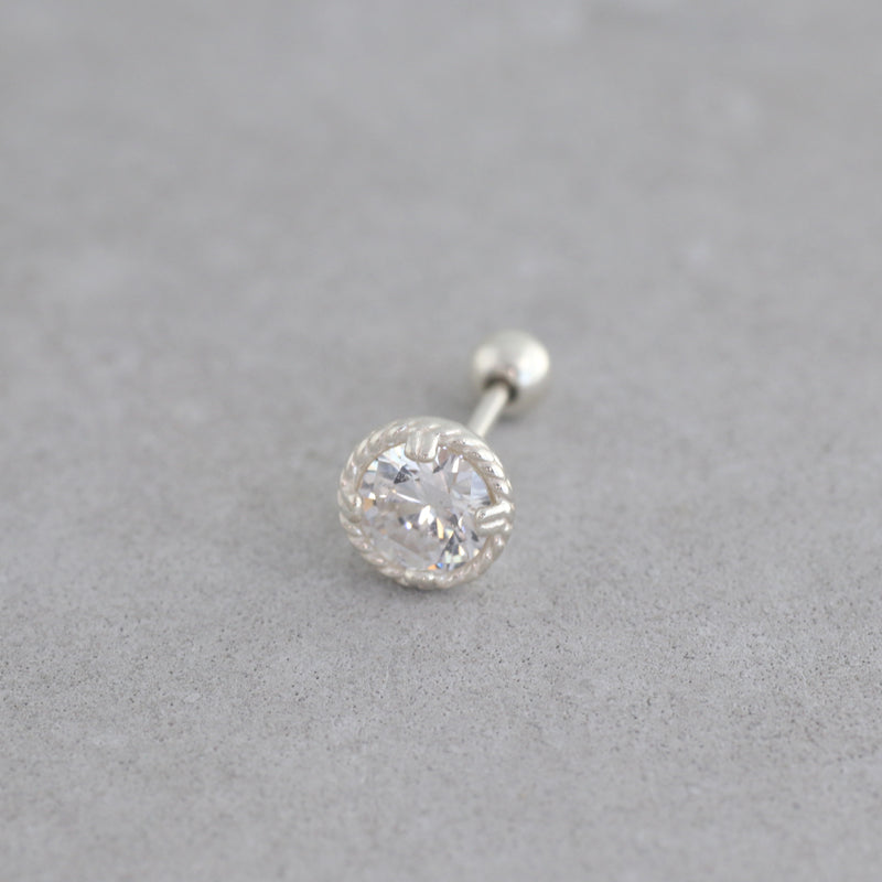 Solitaire Crystal Stud- Sterling Silver