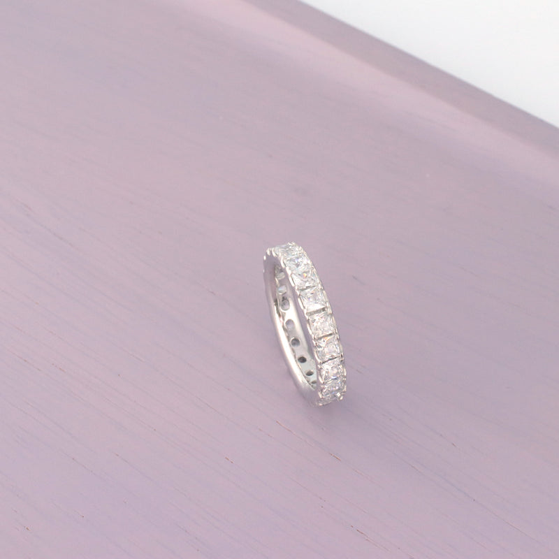 sterling silver cz eternity wide ring 