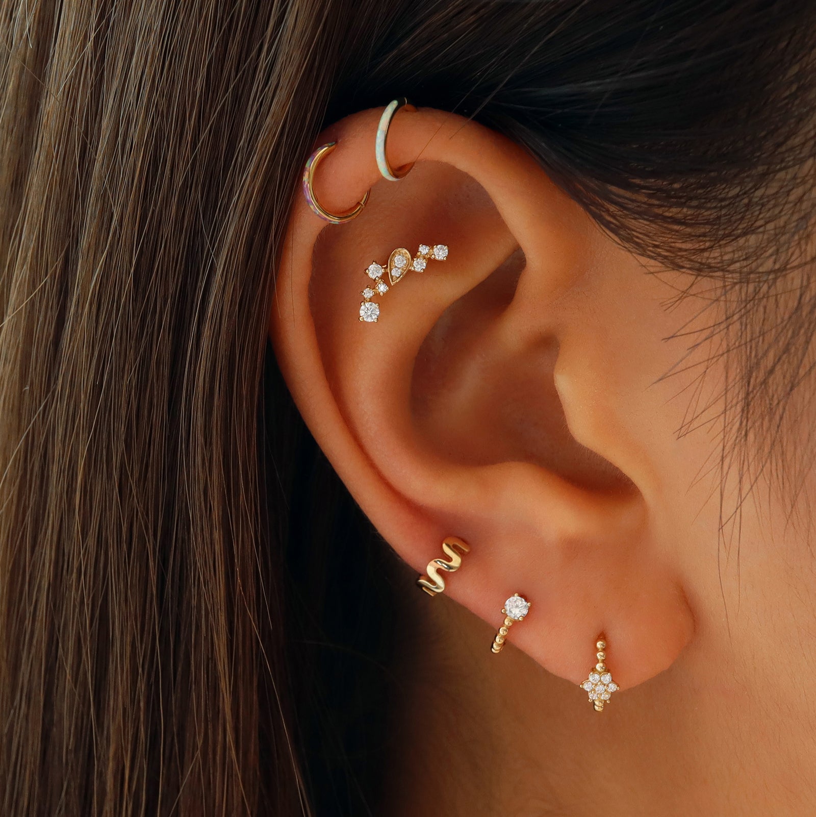 Stack'em Up Stud Flat Back Earring 14K Gold | Musemond