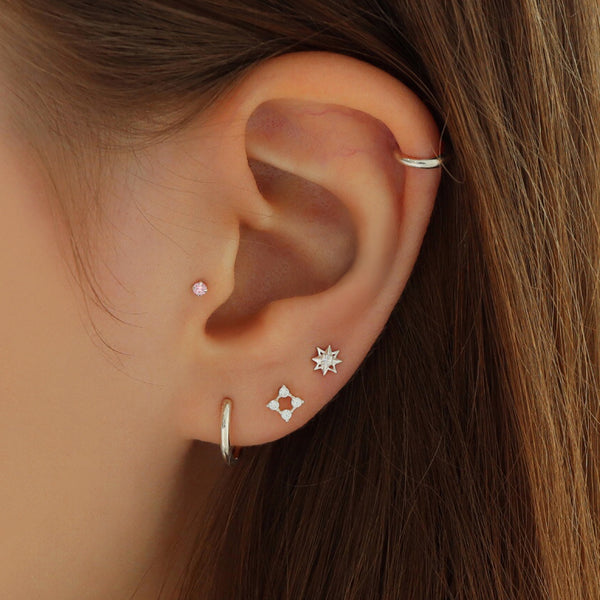 Line Square Cartilage Earring