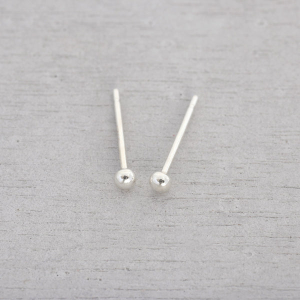 Tiny 2mm Ball Studs- Sterling Silver