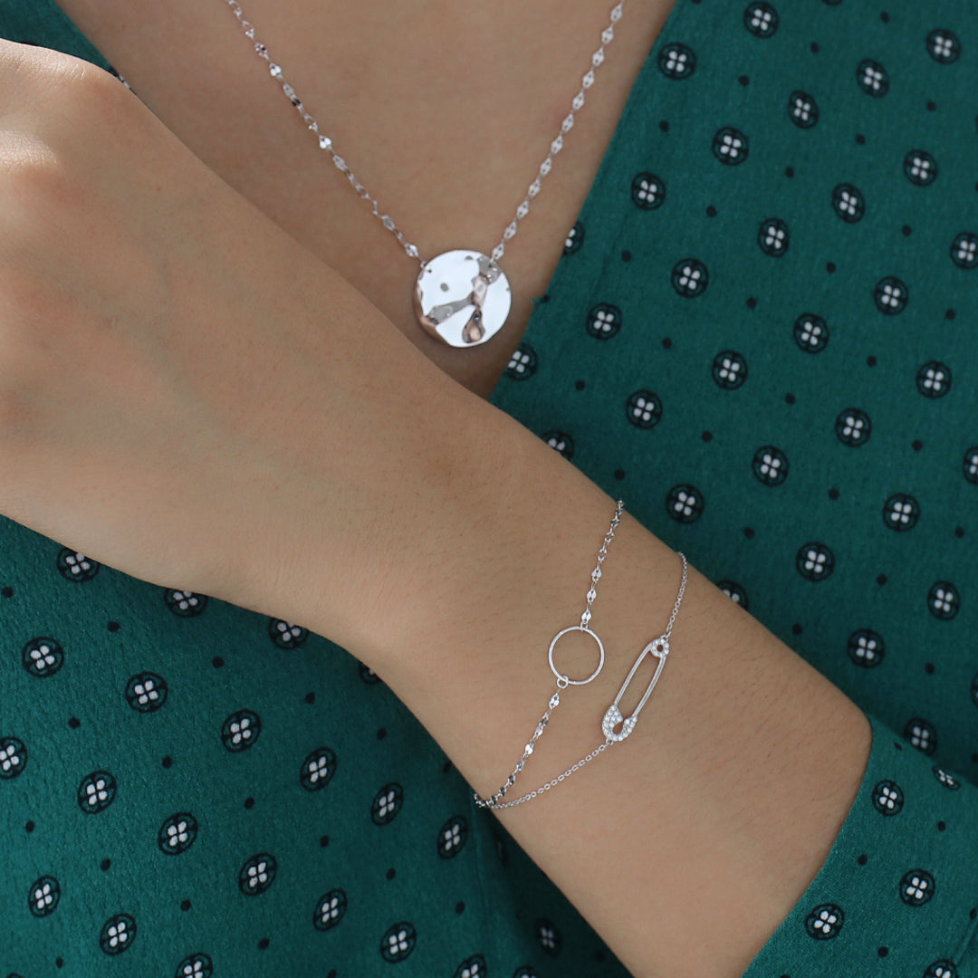 Circle Highlight Chain Bracelet- Sterling Silver | Musemond