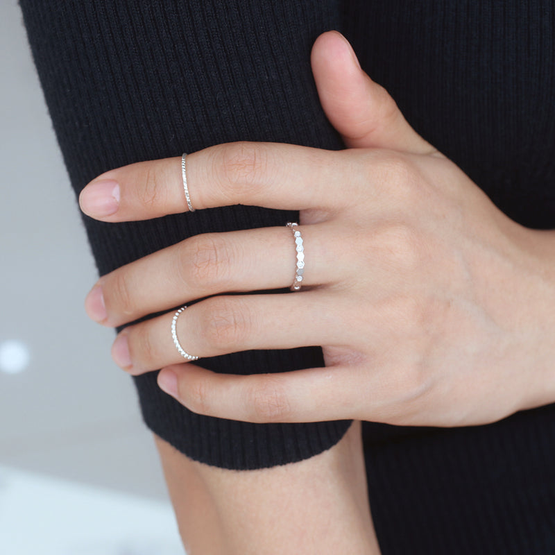 Hexagon Stacker Ring- Sterling Silver
