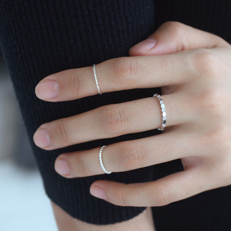 Thin Dots Ring- Sterling Silver