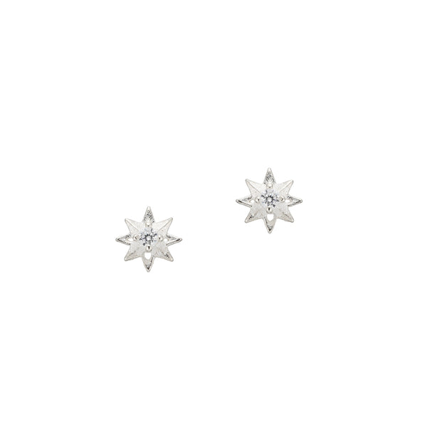 tiny starburst stud earrings in sterling silver