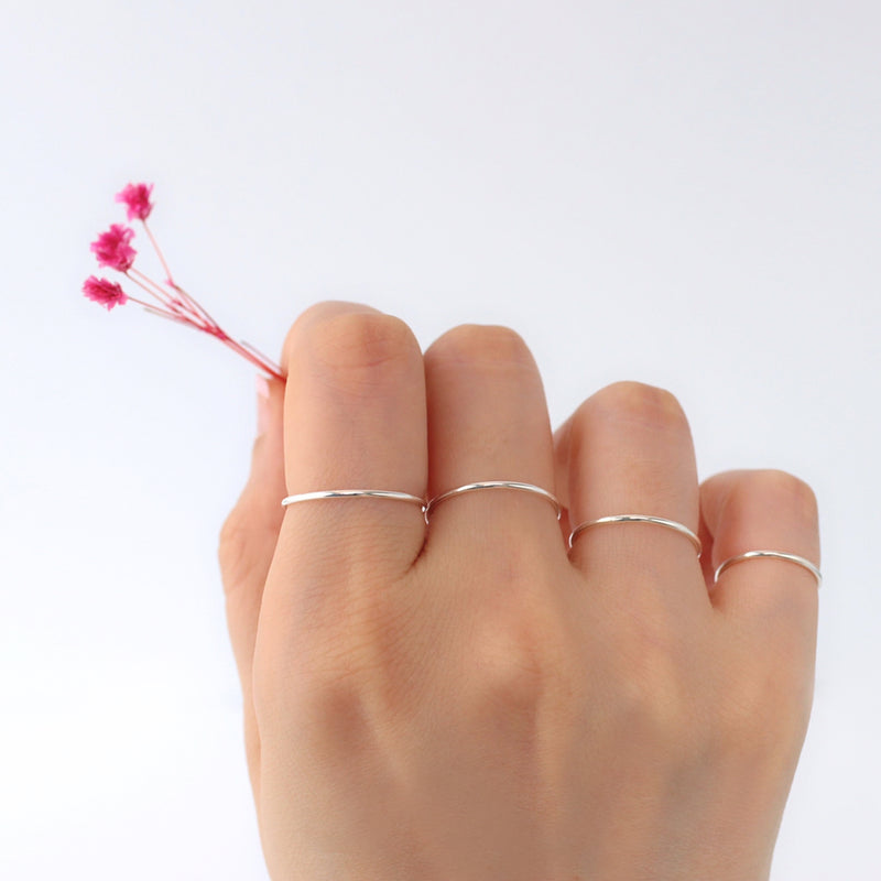 basic slim stacking rings made from sterling silver