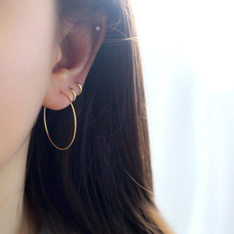 solid 14k gold thin endless hoop earring