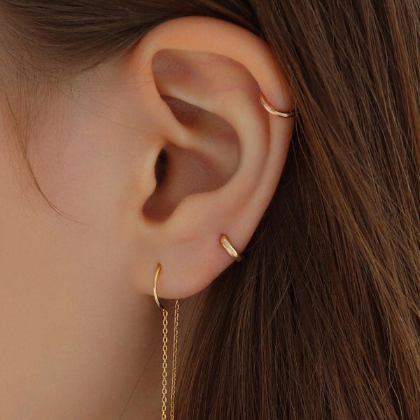 Geometric Helix Earrings, Solid Gold Helix Piercing, Cartilage Hoop Piercing,  Helix Ear Piercing, Upper Ear Piercing, Upper Helix Piercing - Etsy