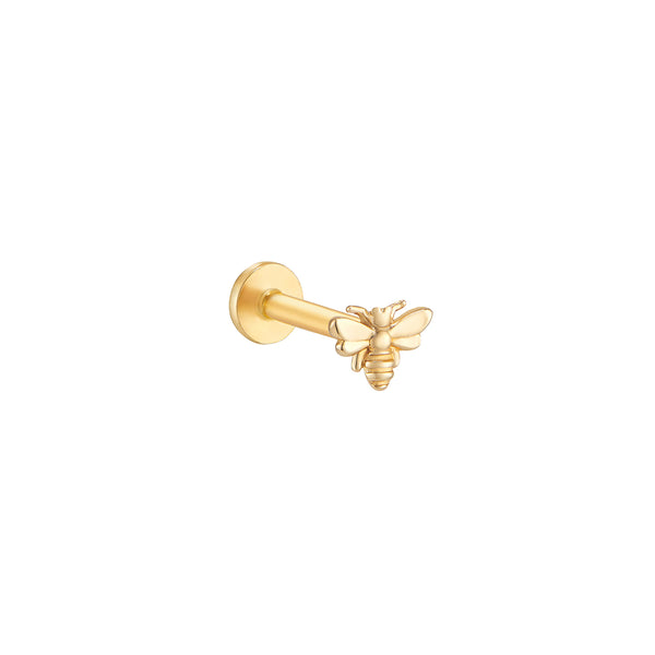 Tiny Bee Stud Labret Piercing- 14K Gold