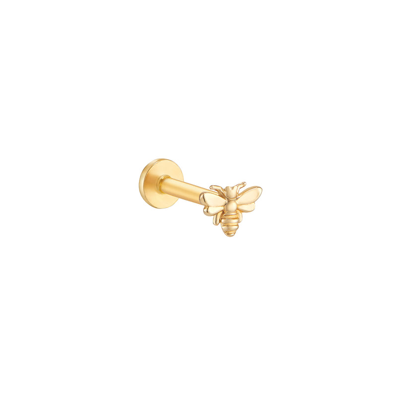 Tiny Bee Stud Labret Piercing- 14K Gold