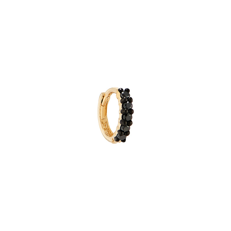 black diamond huggie hoop earring in 14k solid gold