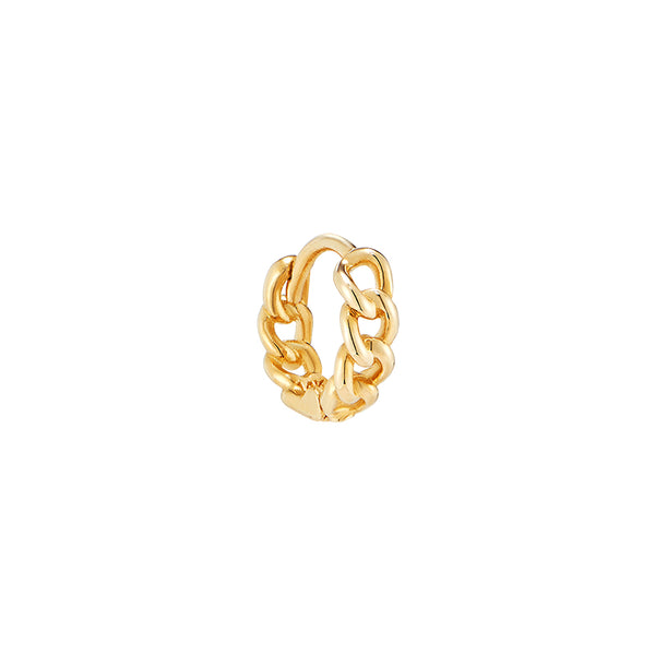 mini chain huggie hoop earring in 14k solid gold