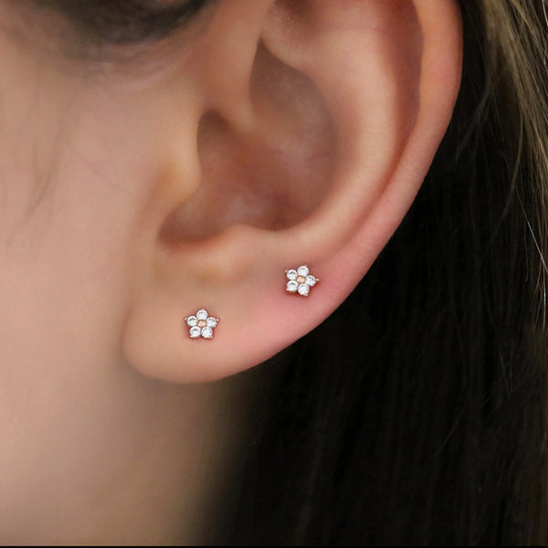 Tiny Flower Cartilage Piercing- Sterling Silver