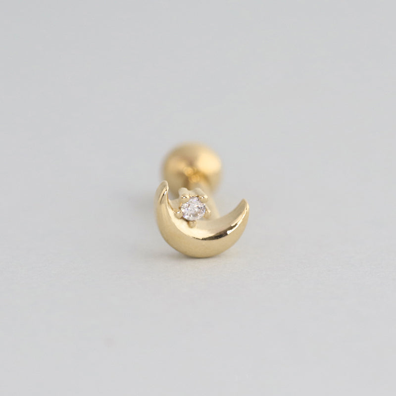 Mini Crescent Moon Piercing- 14K Gold