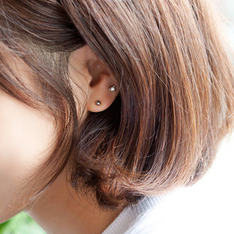Tiny CZ Triangle Cartilage Stud Earring