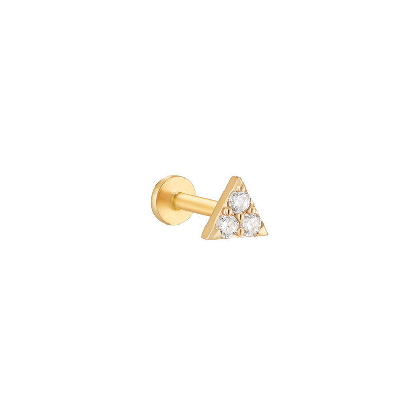Triplicity Triangle Stud Labret Piercing- 14K Gold