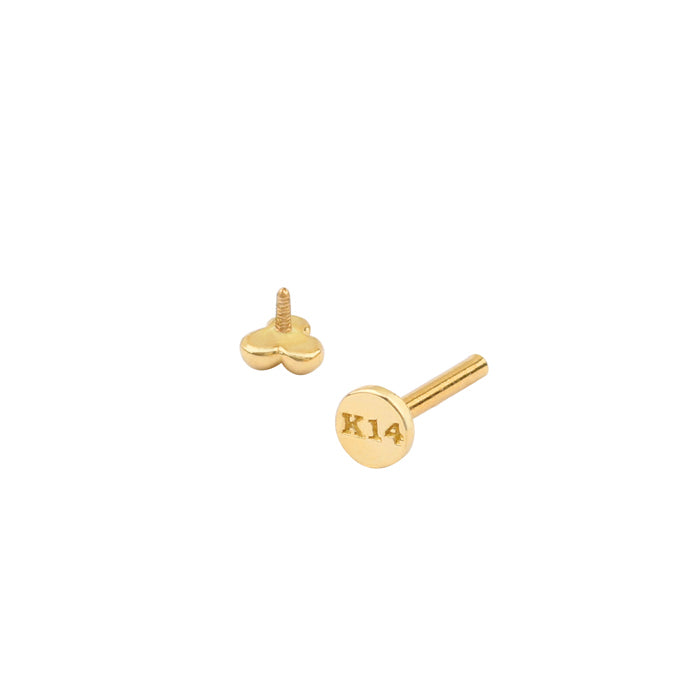 Ball Trinity Stud Flat Back Earring- 14K Gold