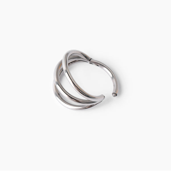 Triple Line Segment Ring Clicker- Stainless Steel