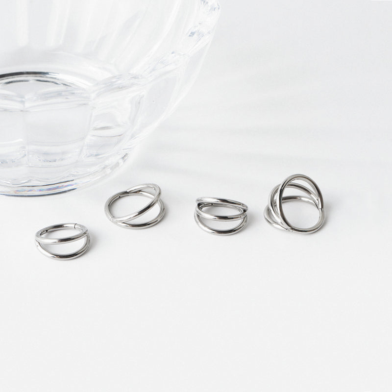 Triple Line Segment Ring Clicker- Stainless Steel