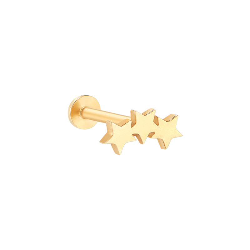 Triple Star Labret Piercing- 14K Gold