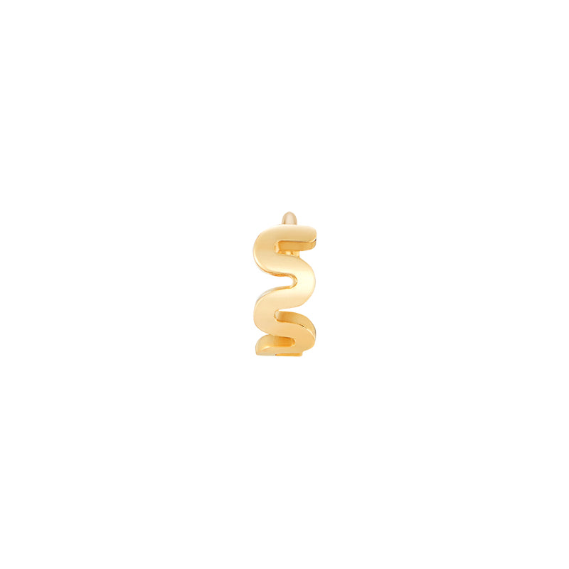 Tiny Wave Huggie Hoop- 14K Gold
