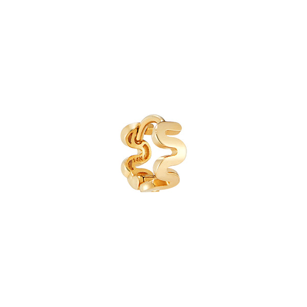 Tiny Wave Huggie Hoop- 14K Gold