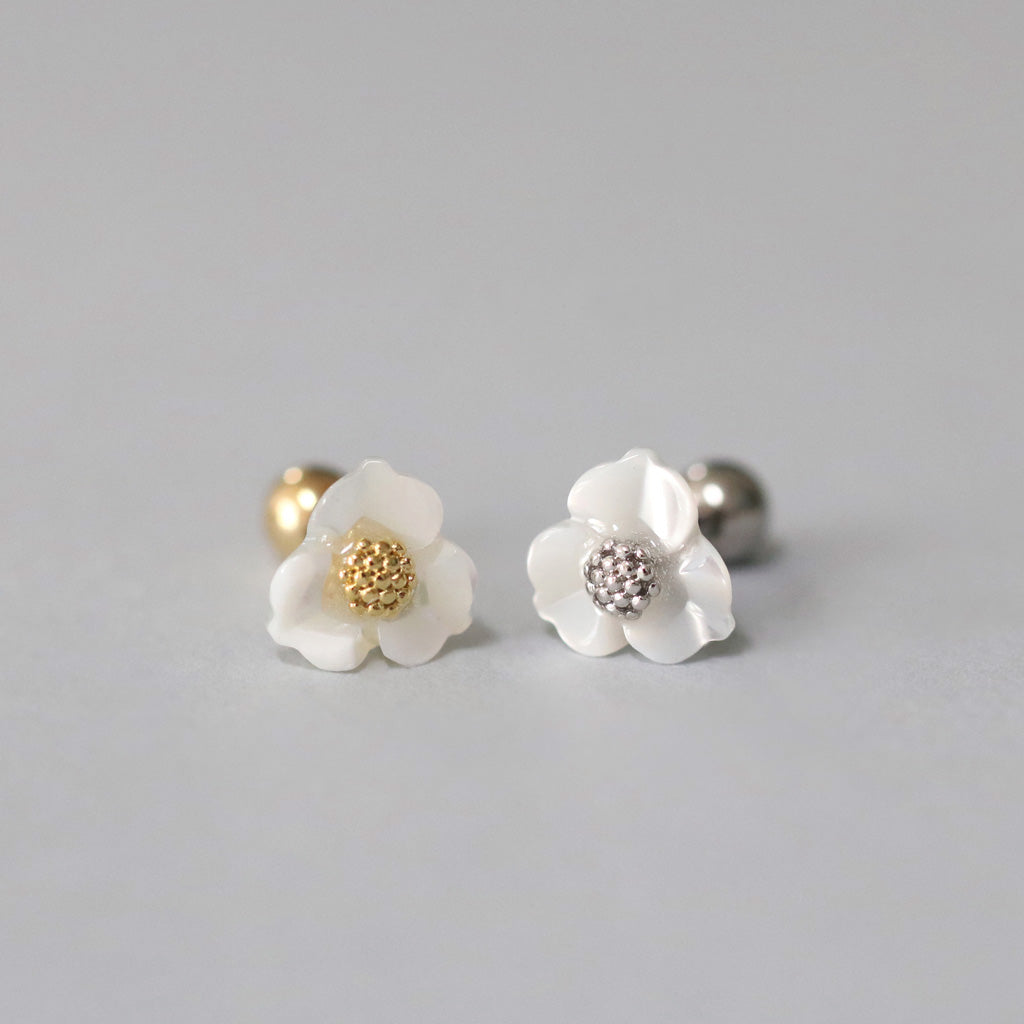 14K Yellow Gold Girl's Cultured Pearl Flower Screw Back Stud Earrings Toddlers, Toddler Girl's, Size: Small