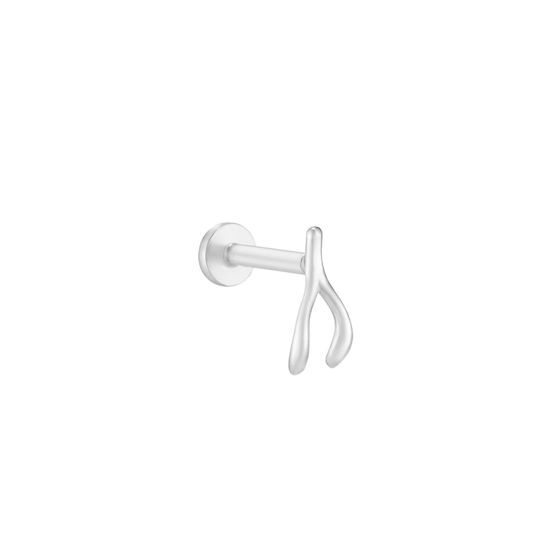 Wishbone Stud Labret Piercing- 14K Gold